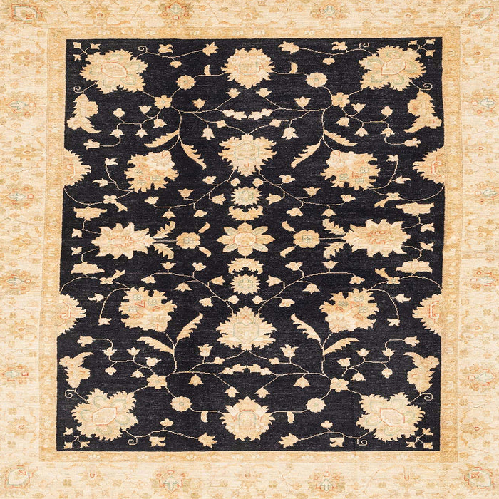 Square Abstract Brown Gold Oriental Rug, abs3436