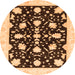 Round Machine Washable Oriental Orange Traditional Area Rugs, wshabs3436org