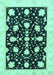 Machine Washable Oriental Turquoise Traditional Area Rugs, wshabs3436turq