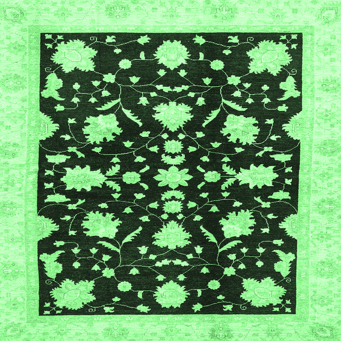 Square Oriental Emerald Green Traditional Rug, abs3436emgrn