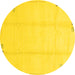 Round Machine Washable Solid Yellow Modern Rug, wshabs3437yw