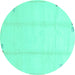 Round Machine Washable Solid Turquoise Modern Area Rugs, wshabs3437turq