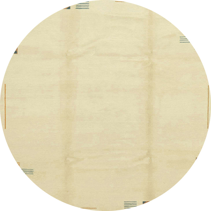 Round Abstract Brown Gold Solid Rug, abs3437