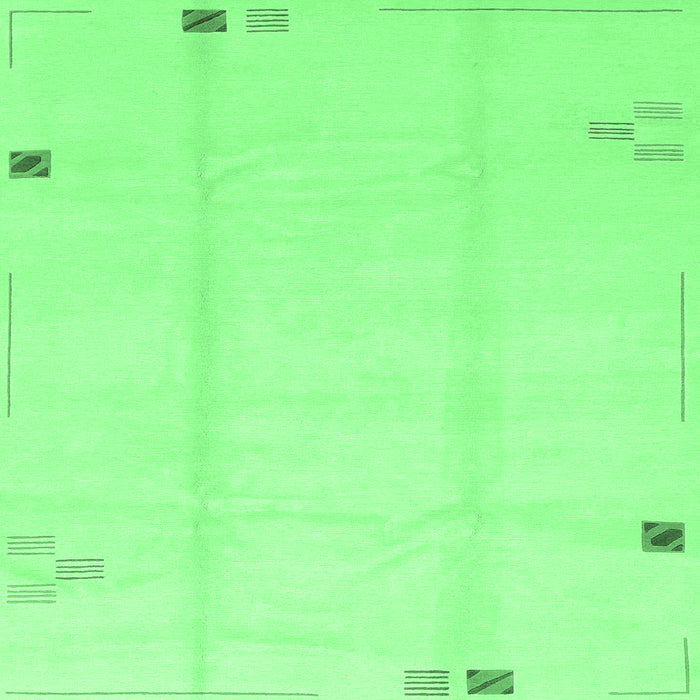Square Machine Washable Solid Emerald Green Modern Area Rugs, wshabs3437emgrn