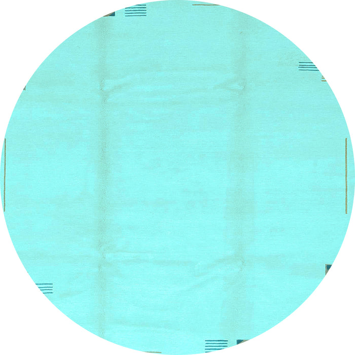Round Machine Washable Solid Light Blue Modern Rug, wshabs3437lblu