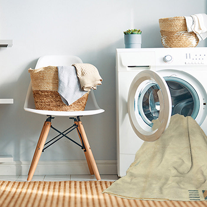 Machine Washable Abstract Brown Gold Rug in a Washing Machine, wshabs3437