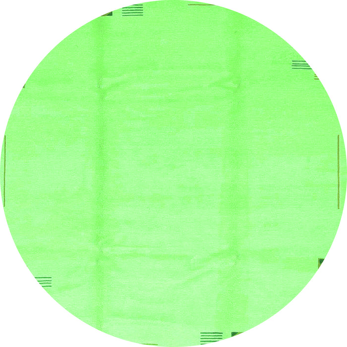 Round Machine Washable Solid Green Modern Area Rugs, wshabs3437grn