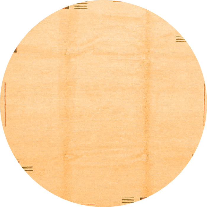 Round Machine Washable Solid Orange Modern Area Rugs, wshabs3437org