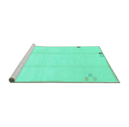 Sideview of Machine Washable Solid Turquoise Modern Area Rugs, wshabs3437turq