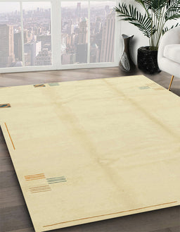 Machine Washable Abstract Brown Gold Rug in a Family Room, wshabs3437