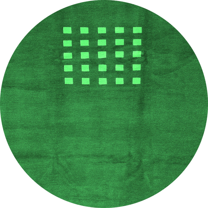 Round Machine Washable Abstract Green Modern Area Rugs, wshabs3438grn