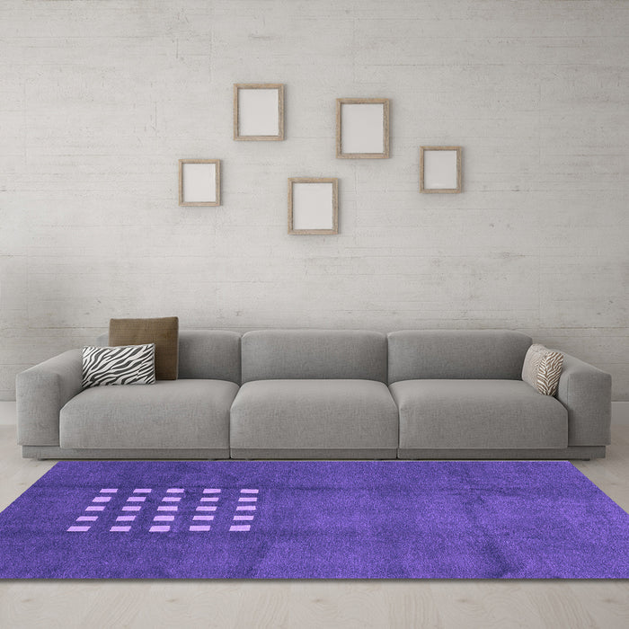 Machine Washable Abstract Purple Modern Area Rugs in a Living Room, wshabs3438pur