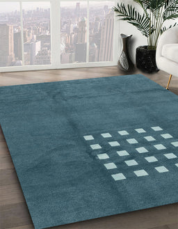Abstract Deep-Sea Green Modern Rug in Family Room, abs3438