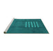 Sideview of Machine Washable Abstract Turquoise Modern Area Rugs, wshabs3438turq