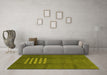 Machine Washable Abstract Yellow Modern Rug in a Living Room, wshabs3438yw