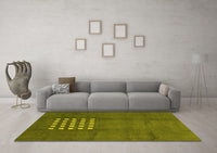 Machine Washable Abstract Yellow Modern Rug, wshabs3438yw