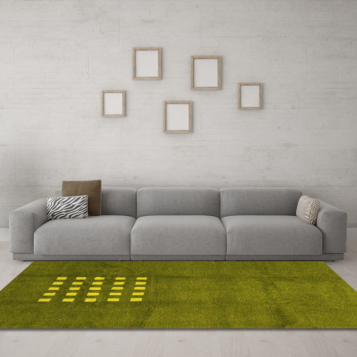 Machine Washable Abstract Yellow Modern Rug in a Living Room, wshabs3438yw