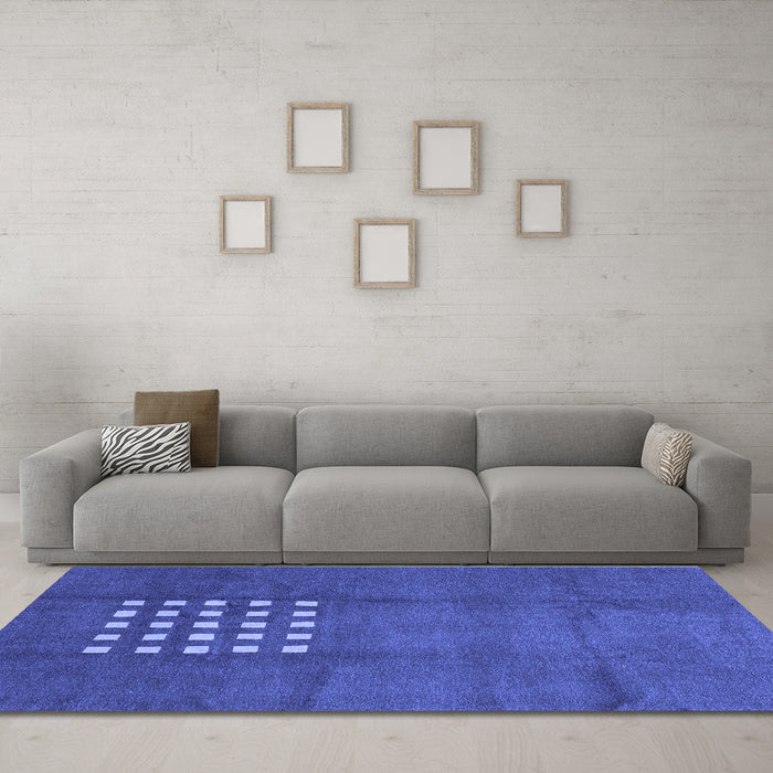 Machine Washable Abstract Blue Modern Rug in a Living Room, wshabs3438blu