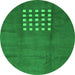Round Abstract Green Modern Rug, abs3438grn