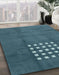 Machine Washable Abstract Deep-Sea Green Rug in a Family Room, wshabs3438