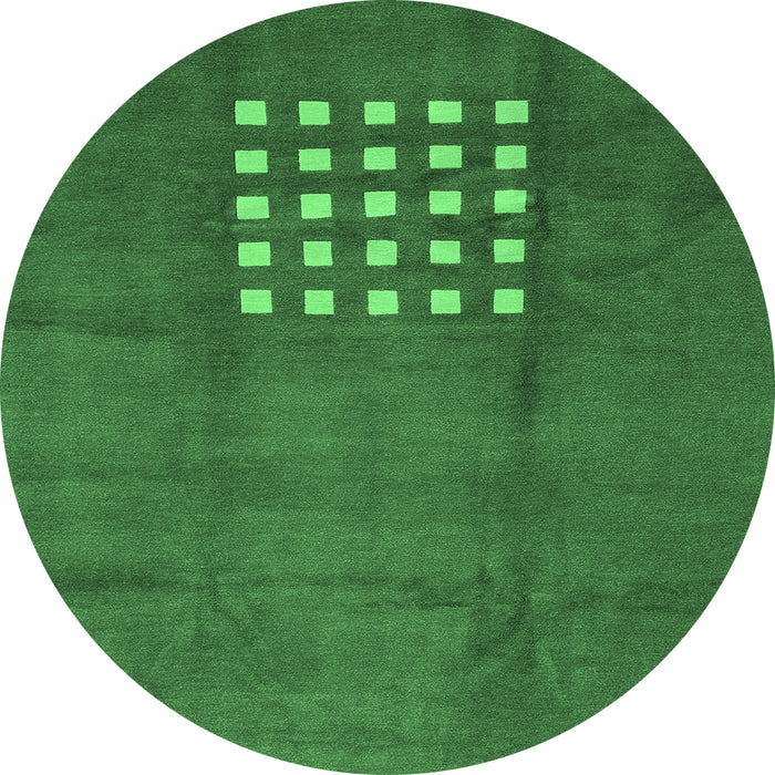 Round Abstract Emerald Green Modern Rug, abs3438emgrn