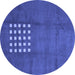 Round Abstract Blue Modern Rug, abs3438blu