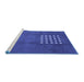 Sideview of Machine Washable Abstract Blue Modern Rug, wshabs3438blu