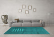 Machine Washable Abstract Turquoise Modern Area Rugs in a Living Room,, wshabs3438turq