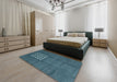 Machine Washable Abstract Deep-Sea Green Rug in a Bedroom, wshabs3438