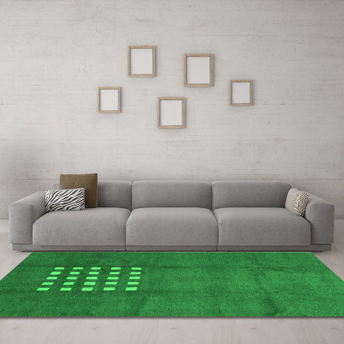 Machine Washable Abstract Green Modern Area Rugs in a Living Room,, wshabs3438grn