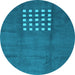 Round Abstract Light Blue Modern Rug, abs3438lblu
