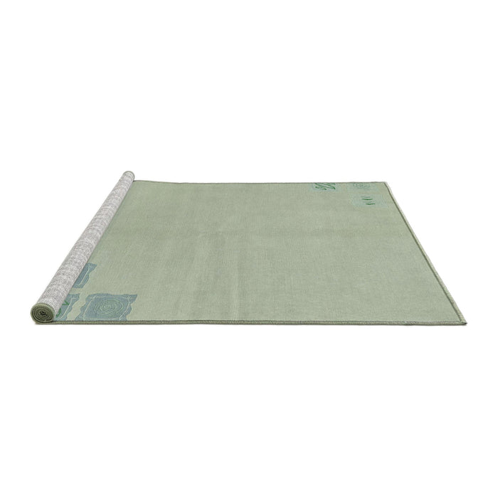 Sideview of Machine Washable Abstract Green Rug, wshabs3439