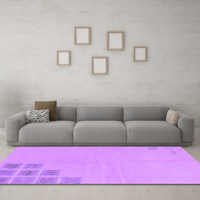 Machine Washable Abstract Purple Modern Area Rugs in a Living Room, wshabs3439pur
