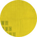 Round Machine Washable Abstract Yellow Modern Rug, wshabs3439yw