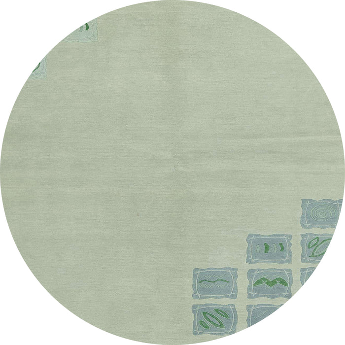 Round Abstract Green Modern Rug, abs3439