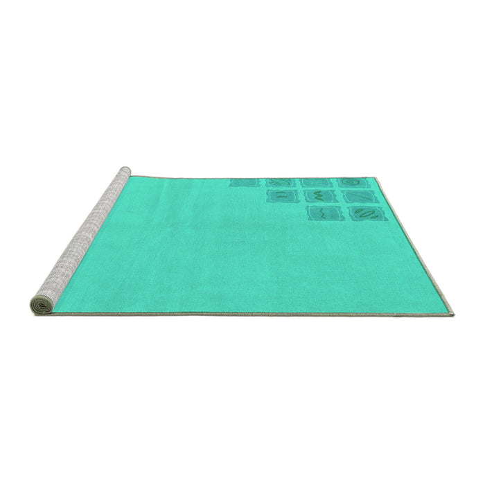 Sideview of Machine Washable Abstract Turquoise Modern Area Rugs, wshabs3439turq