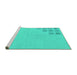 Sideview of Machine Washable Abstract Turquoise Modern Area Rugs, wshabs3439turq