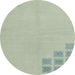 Round Machine Washable Abstract Green Rug, wshabs3439