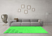 Machine Washable Abstract Green Modern Area Rugs in a Living Room,, wshabs3439grn