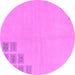 Round Machine Washable Abstract Pink Modern Rug, wshabs3439pnk