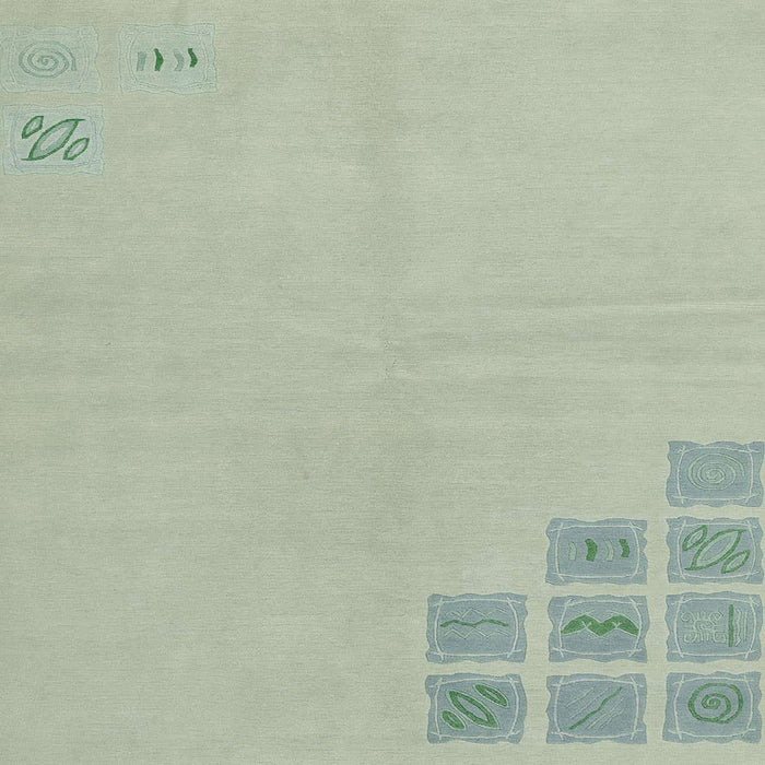 Square Abstract Green Modern Rug, abs3439