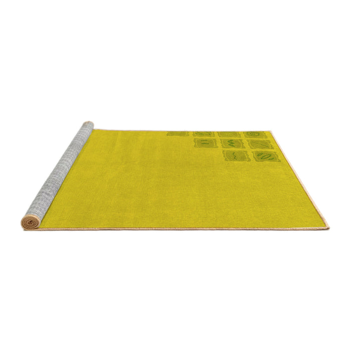 Sideview of Machine Washable Abstract Yellow Modern Rug, wshabs3439yw
