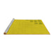 Sideview of Machine Washable Abstract Yellow Modern Rug, wshabs3439yw