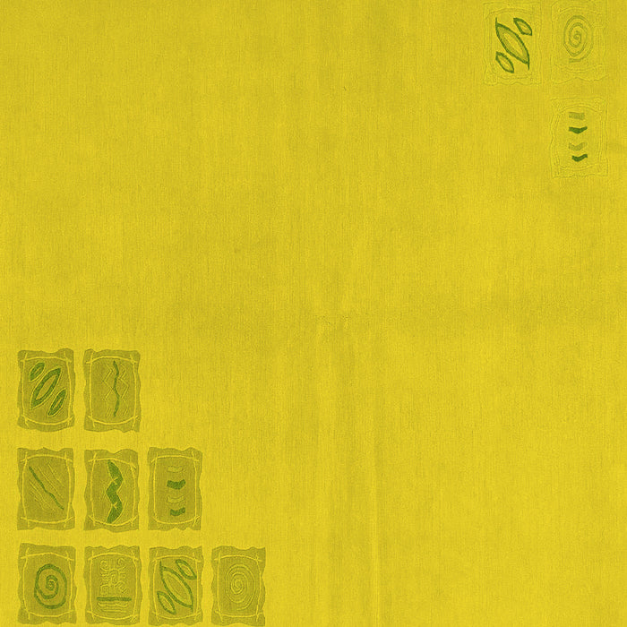 Square Abstract Yellow Modern Rug, abs3439yw