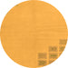 Round Machine Washable Abstract Orange Modern Area Rugs, wshabs3439org