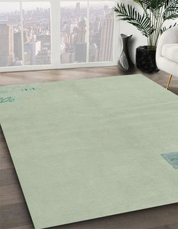 Machine Washable Abstract Green Rug in a Family Room, wshabs3439