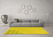 Machine Washable Abstract Yellow Modern Rug in a Living Room, wshabs3439yw