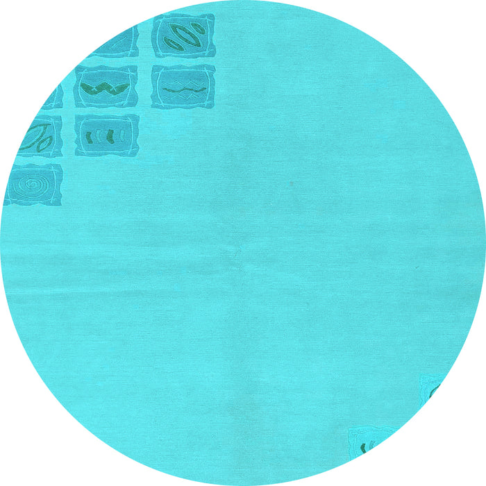 Round Abstract Light Blue Modern Rug, abs3439lblu
