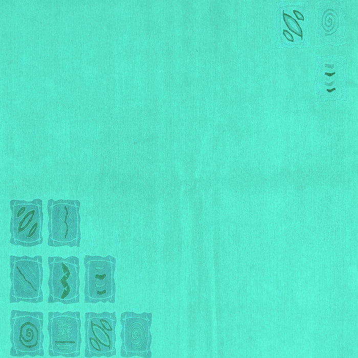 Square Abstract Turquoise Modern Rug, abs3439turq