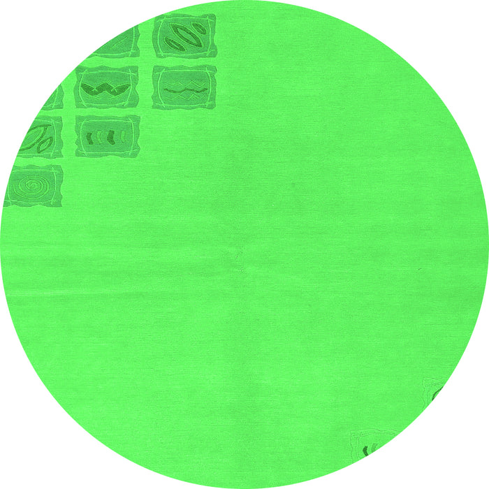 Round Abstract Green Modern Rug, abs3439grn